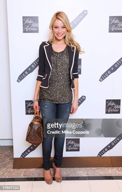 Katrina Bowden attends the Alice+Olivia launch party at Saks Fifth