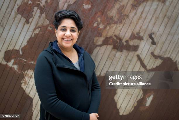 April 2018, Germany, Wolfsburg: Indian artist Vibha Galhotra standing hehind her piece "Time Symphony or Cacophony". The exhibition "Facing India" at...