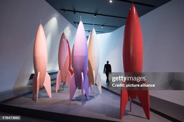 Art installation "First Spaceship on Venus" by artist Sylvie Fleury, is seen on display at the "Violence and Gender" exhibition at the Bundeswehr...