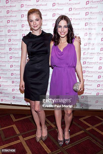 Actors Emily VanCamp and Jessica Lowndes co-host the Planned Parenthood Federation Of America 2010 Annual Awards Gala at the Hyatt Regency Crystal...