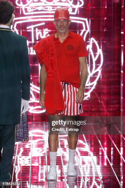 Model walks the runway at the Billionaire show during Milan Men's Fashion Week Spring/Summer 2019 on June 17, 2018 in Milan, Italy.