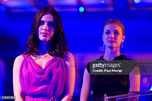 Actors Jessica Lowndes and Emily VanCamp co-host the Planned Parenthood Federation Of America 2010 Annual Awards Gala at the Hyatt Regency Crystal...
