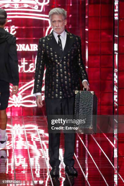 Model walks the runway at the Billionaire show during Milan Men's Fashion Week Spring/Summer 2019 on June 17, 2018 in Milan, Italy.