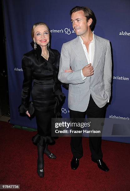 Actress Anne Jeffreys and guest arrives at the 18th Annual "A Night At Sardi's" Fundraiser And Awards Dinner held a the Beverly Hilton Hotel on March...