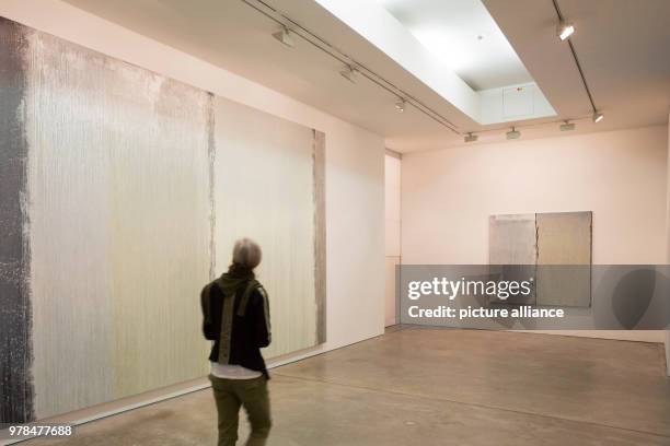 April 2018, Germany, Berlin: Work from the American artist Pat Steir exhibited at the Thomas Schulte gallery. 47 galleries are inviting people this...