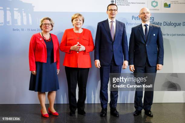 German Minister of the Environment Svenja Schulze, German Chancellor Angela Merkel, Polish Prime Minister Mateusz Morawiecki and Secretary of State...