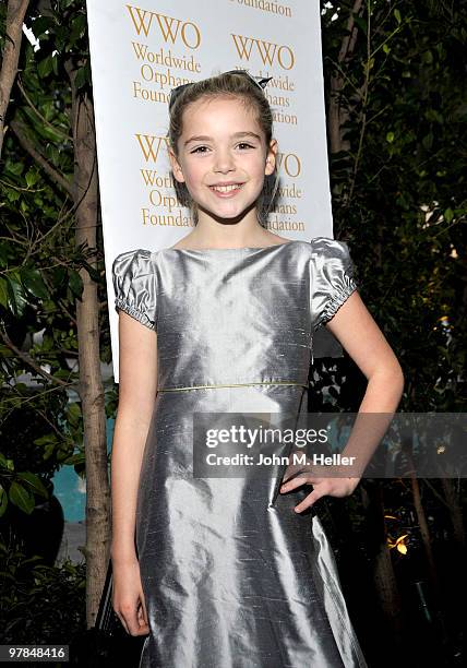 Actress Kiernan Shipka attends the Worldwide Orphans Foundation 5th California Benefit Reception at the Viceroy Hotel on March 18, 2010 in Santa...