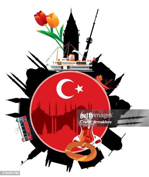 ilustraciones, imágenes clip art, dibujos animados e iconos de stock de i̇stanbul símbolos - haydarpasa