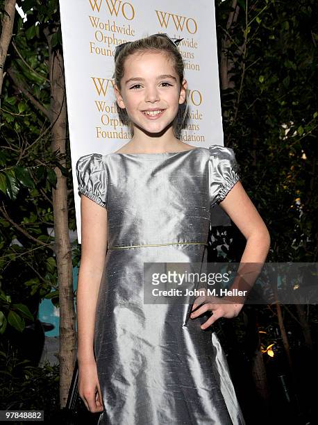 Actress Kiernan Shipka attends the Worldwide Orphans Foundation 5th California Benefit Reception at the Viceroy Hotel on March 18, 2010 in Santa...