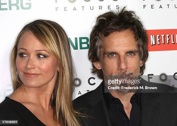 Actress Christine Taylor and actor Ben Stiller attend the "Greenberg" film premiere at the ArcLight Hollywood Cinemas on March 18, 2010 in Hollywood,...