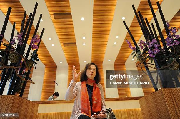 Actress Nancy Kwan speaks to AFP at the re-built Luk Kwok hotel, a former waterfront location where she filmed the movie 'The World of Suzy Wong', in...