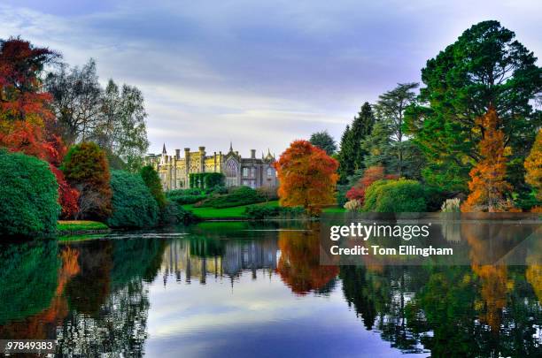 view of sheffield park over lake - english stately home stock pictures, royalty-free photos & images
