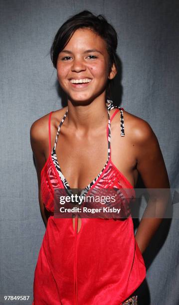 Singer Liliana Saumet of Bomba Estereo poses for a portrait backstage at Levi's Fader Fort as part of SXSW 2010 on March 18, 2010 in Austin, Texas.