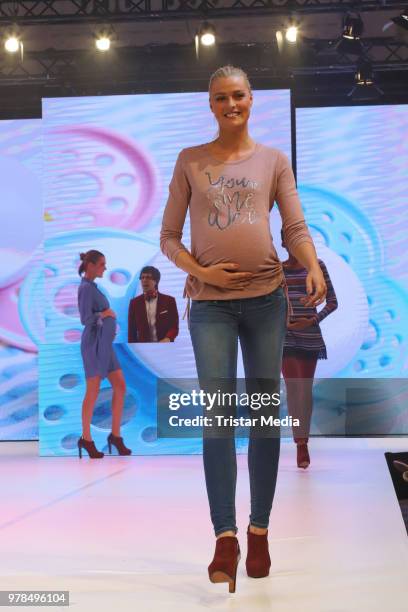 Miriam Hoeller walks the runway during the Ernsting's Family Fashion event on June 18, 2018 in Hamburg, Germany.