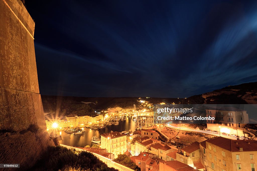 Bonifacio harbor at night