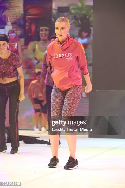 Miriam Hoeller walks the runway during the Ernsting's Family Fashion event on June 18, 2018 in Hamburg, Germany.