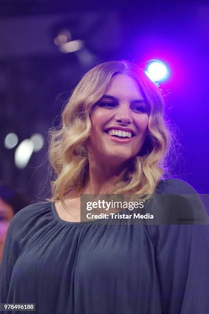 Angelina Kirsch walks the runway during the Ernsting's Family Fashion event on June 18, 2018 in Hamburg, Germany.