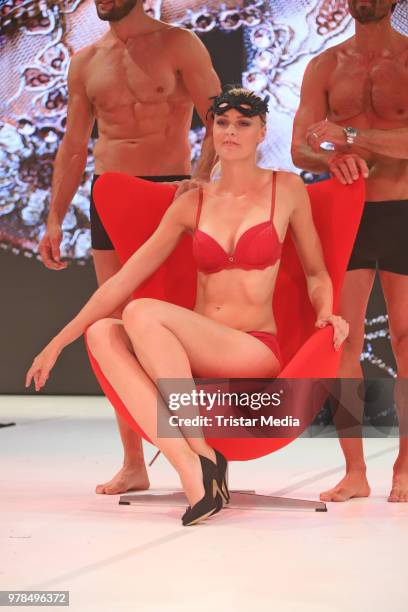 Miriam Hoeller walks the runway during the Ernsting's Family Fashion event on June 18, 2018 in Hamburg, Germany.