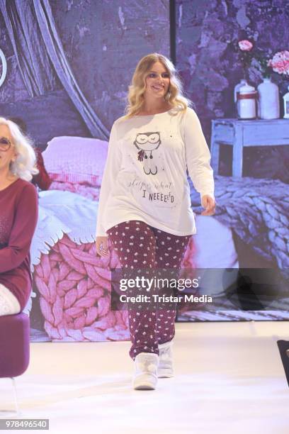 Angelina Kirsch walks the runway during the Ernsting's Family Fashion event on June 18, 2018 in Hamburg, Germany.