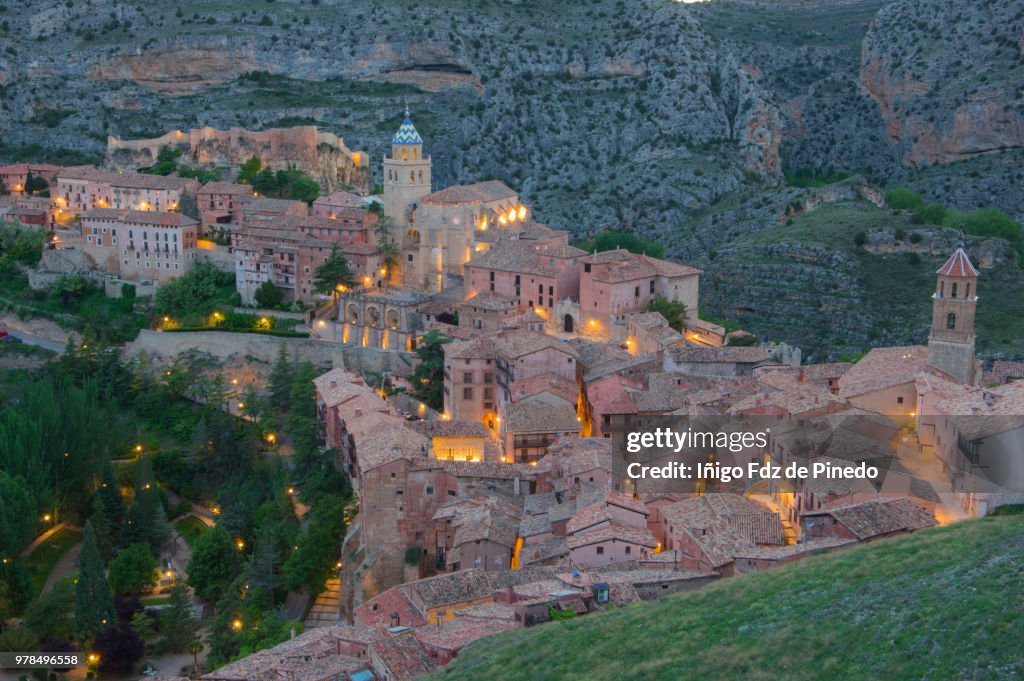 Albarracín at night - Teruel province - Aragon - Spain.