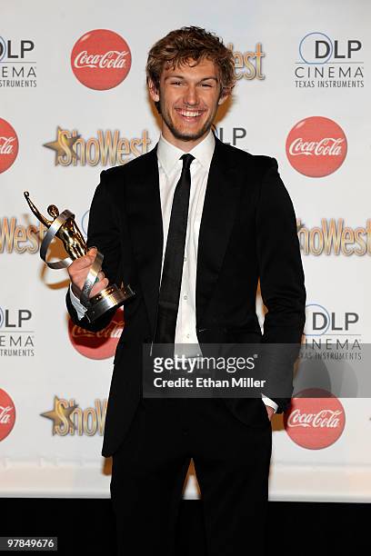 Actor Alex Pettyfer, recipient of the Male Star of Tomorrow Award, arrives at the ShoWest awards ceremony at the Paris Las Vegas during ShoWest, the...