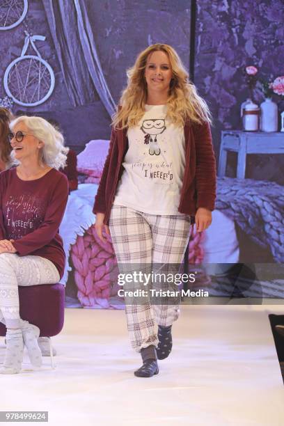 Isabel Edvardsson walks the runway during the Ernsting's Family Fashion event on June 18, 2018 in Hamburg, Germany.