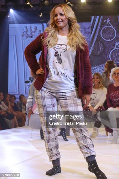 Isabel Edvardsson walks the runway during the Ernsting's Family Fashion event on June 18, 2018 in Hamburg, Germany.