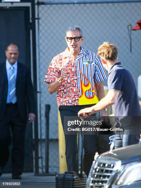 Jeff Goldblum is seen arriving at the 'Jimmy Kimmel Live' on June 18, 2018 in Los Angeles, California.