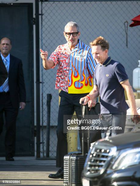 Jeff Goldblum is seen arriving at the 'Jimmy Kimmel Live' on June 18, 2018 in Los Angeles, California.