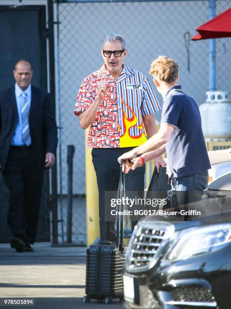 Jeff Goldblum is seen arriving at the 'Jimmy Kimmel Live' on June 18, 2018 in Los Angeles, California.