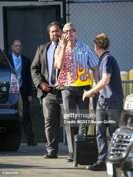 Jeff Goldblum is seen arriving at the 'Jimmy Kimmel Live' on June 18, 2018 in Los Angeles, California.