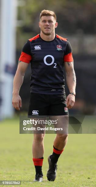 Jason Woodward looks on during the England training session held at Kings Park on June 19, 2018 in Durban, South Africa.