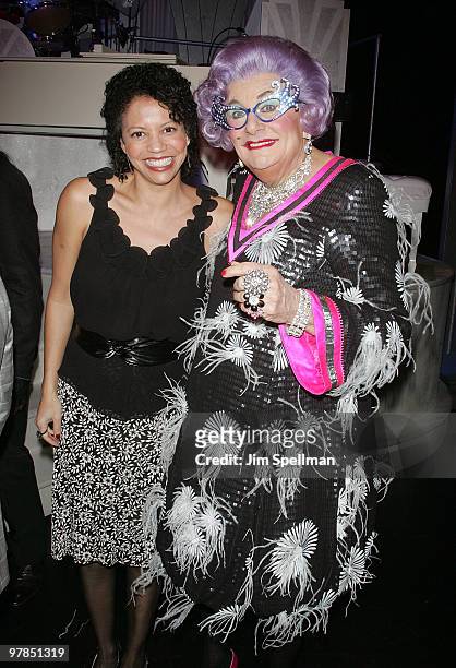 Actress Gloria Reuben and Dame Edna attend the opening night of "All About Me" on Broadway at Henry Miller's Theatre on March 18, 2010 in New York...