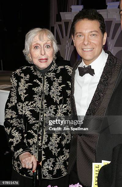 Celeste Holm and Michael Feinstein attend the opening night of "All About Me" on Broadway at Henry Miller's Theatre on March 18, 2010 in New York...