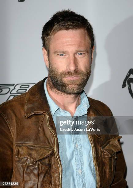 Actor Aaron Eckhart attends the Ferrari 458 Italia North American celebrity auction to benefit Haiti at Fleur de Lys on March 18, 2010 in Los...