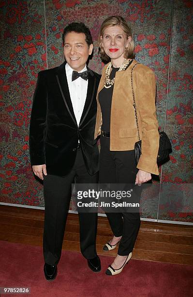 Michael Feinstein and Actress Christine Baranski attend the opening night party for "All About Me" on Broadway at Brasserie 8 1/2 on March 18, 2010...