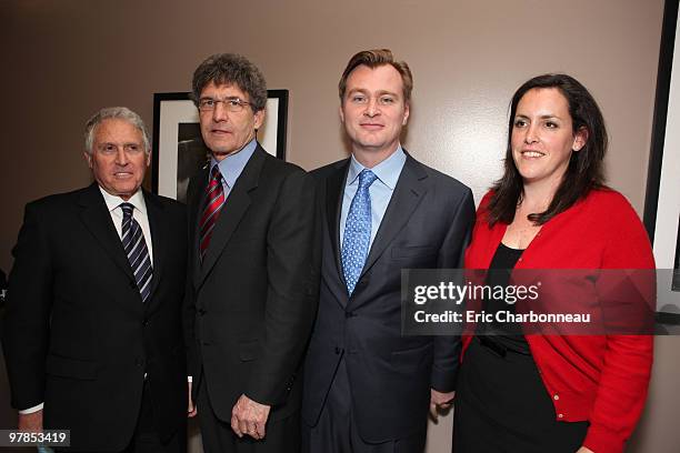 Warner's Dan Fellman, Warner's Alan Horn, Director Christopher Nolan and Producer Emma Thomas at Warner Bros ShoWest Presentation at ShoWest...