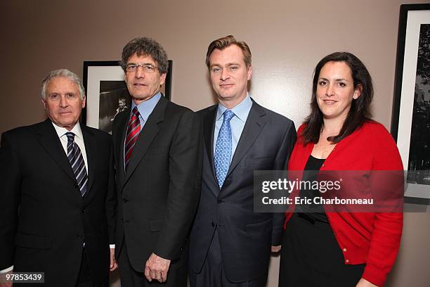 Warner's Dan Fellman, Warner's Alan Horn, Director Christopher Nolan and Producer Emma Thomas at Warner Bros ShoWest Presentation at ShoWest...