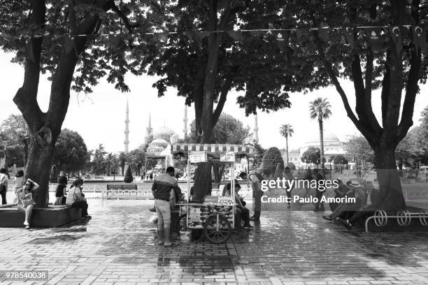 people enjoying at sultanahmet square in stanbul - stanbul stock pictures, royalty-free photos & images