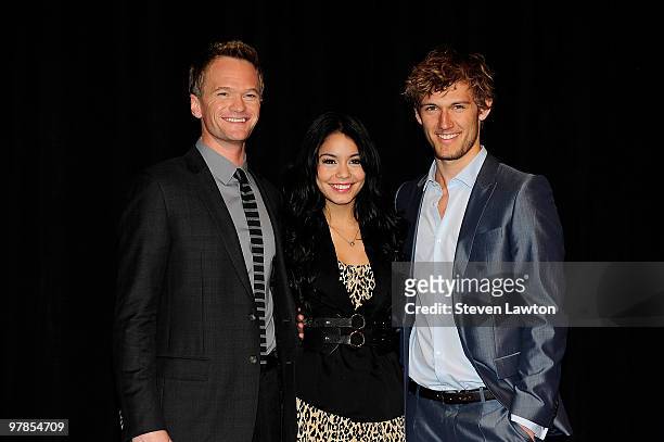 Actor Neil Patrick Harris, actress Vanessa Hudgens and actor Alex Pettyfer arrive at the CBS Films presentation to promote their upcoming movie...