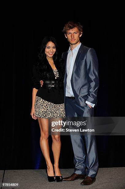 Actress Vanessa Hudgens and actor Alex Pettyfer arrive at the CBS Films presentation to promote their upcoming movie 'Beastly' at Paris Las Vegas...