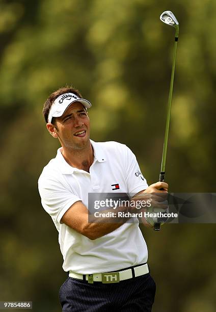 Nick Dougherty of England plays into the 10th green during the second round of the Hassan II Golf Trophy at Royal Golf Dar Es Salam on March 19, 2010...