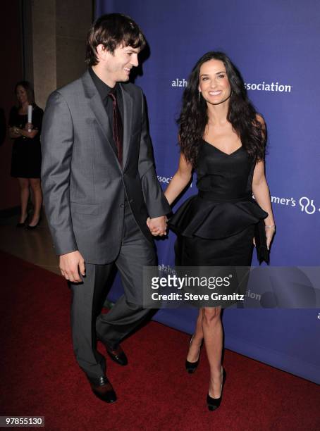 Aston Kutcher and Demi Moore attends the 18th Annual "A Night At Sardi's" Fundraiser And Awards Dinner at The Beverly Hilton hotel on March 18, 2010...