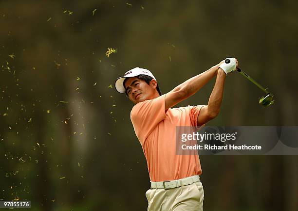 Wen-Chong Liang of China plays into the 11th green during the second round of the Hassan II Golf Trophy at Royal Golf Dar Es Salam on March 19, 2010...