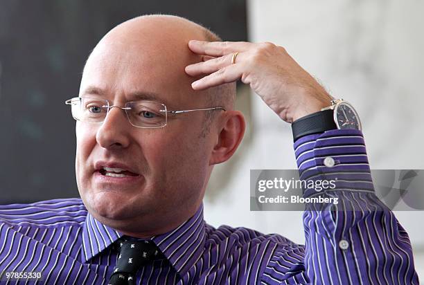 Georges Kern, chief executive officer of International Watch Co. AG , speaks during an interview in Schaffhausen, Switzerland, on Wednesday, March...
