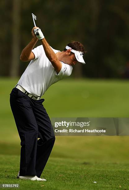 Nick Dougherty of England plays into the 11th green during the second round of the Hassan II Golf Trophy at Royal Golf Dar Es Salam on March 19, 2010...