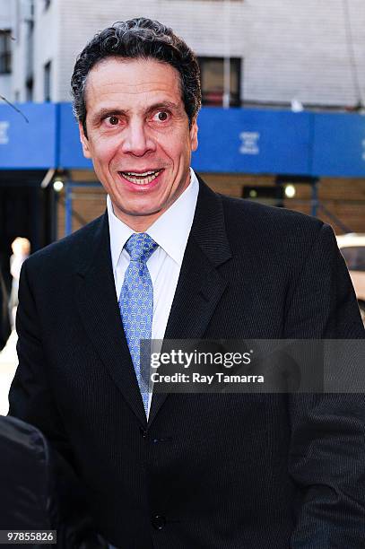 New York State Attorney General Andrew Cuomo leaves the Loews Regency Hotel on March 18, 2010 in New York City.