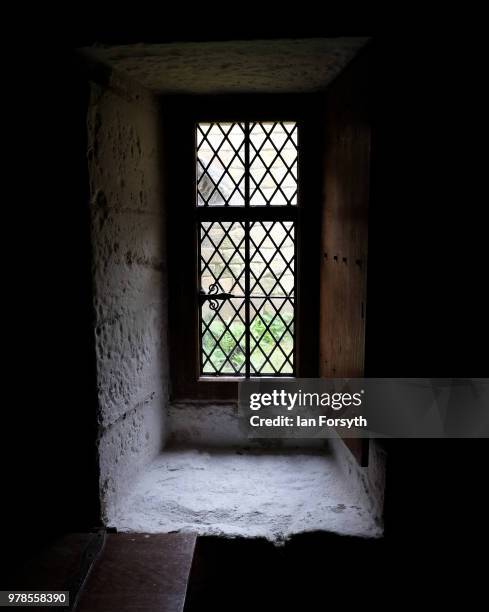 Detail of a window in the Monks Cell at Mount Grace Priory ahead of a media event to launch a new arts and craft style garden created by garden...