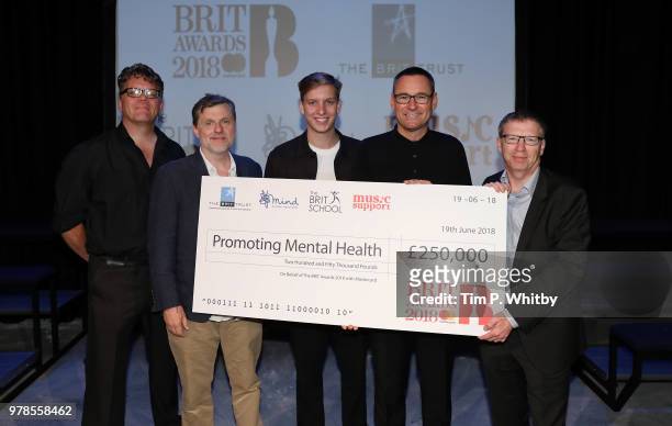 Stuart Warden - Principal of The Brit School, Matt Thomas of Music Support, George Ezra, BRITs Chairman, Sony Music UK Chairman and CEO Jason Iley...