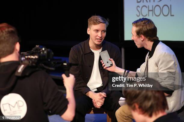 George Ezra speaking to Brit TV after the presentation of a cheque for £250,000 from the Brit Awards to The Brit School, Mind and Music Support at...